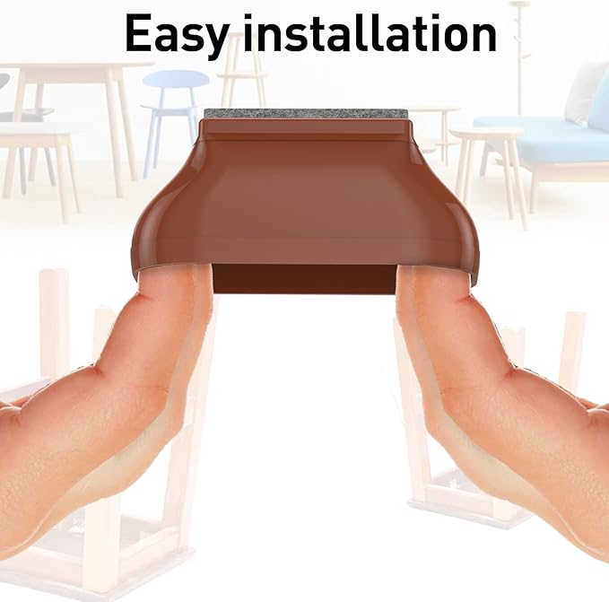 1" x 2" Rectangle Chair Leg Floor Protectors for Hardwood Floors Silicone Covers to Protect Wood Tile Floors Felt Pads Furniture Leg Caps Reduce Noise,Easy to Move.16 PCS Brown.