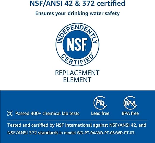 [Original] Waterdrop PF-01A Water Filter Replacement for Waterdrop Pitcher and Dispenser Filtration System, NSF Certified, Reduces Lead, PFAS, PFOA/PFOS, Chlorine, Last Up to 3 Months, 2 Pack