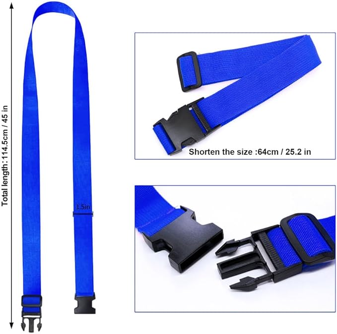 2Pack Luggage Straps for Carry-On Bag, Adjustable Suitcase Belt, Add-Bag Travel Attachment Accessories for Connecting Your 3 Luggages, Blue