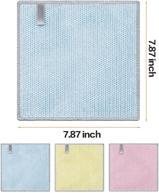 12 Pcs Non Scratch Wire Dishcloth Multipurpose Wire Dishwashing Rag for Wet and Dry Double Layers Reusable Wire Cleaning Cloths with Microfiber Cleaning Cloth, Suitable for Kitchen, Tableware, Stove