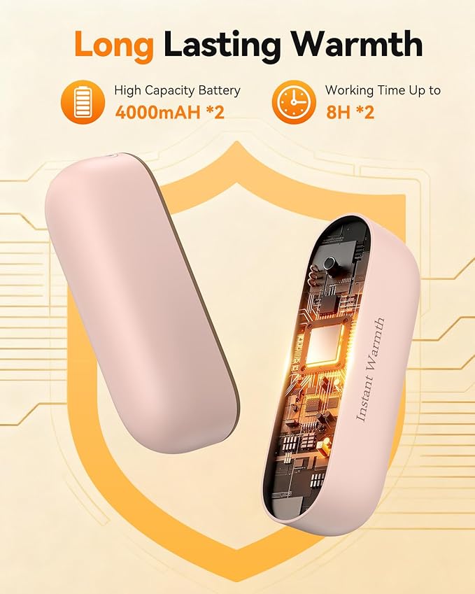 2 in 1 Hand Warmers Rechargeable, Magnetic Electric Hand Warmer 8000mAh USB-C, 3 Heat Levels up to 140°F, Quick Heating Portable Hand Warmers, Gifts