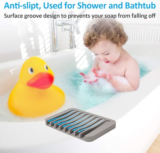 2PCS Mcyye Self Draining Soap Dishes, Premium Silicone Soap Holder & Saver for Shower, Bathroom, Kitchen, Bath Tub, Razor, Sponges, Drains Water Very Well, Can Extend Soap Life, Easy Clean