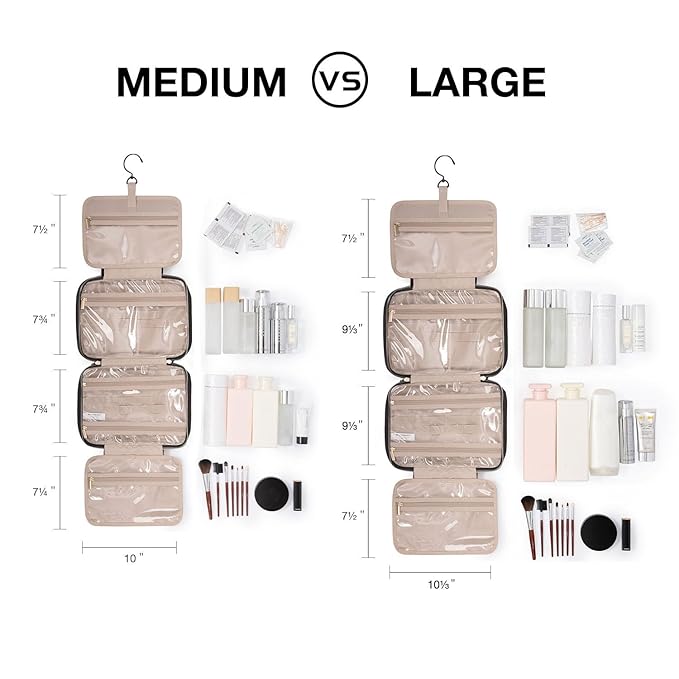 BAGSMART Toiletry Bag Travel Bag with Hanging Hook, Water-resistant Makeup Cosmetic Bag Travel Organizer for Accessories, Shampoo, Full-size Container, Toiletries (Green, Medium)