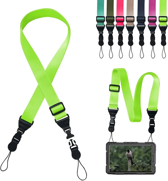 Adjustable iPad Strap:Comfortable Nylon Neck Strap Lanyard for Tablet Case,Camera Binocular Crossbody Laptop Luggage Bag(Fluorescent Green)