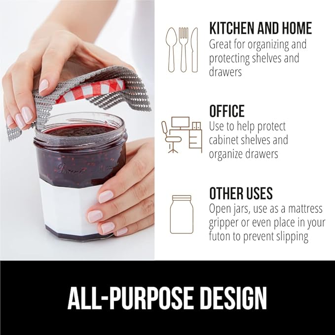 GORILLA GRIP powerGRIP Drawer Shelf and Cabinet Liner, Thick Strong Hold, Non-Adhesive Liners Protect Kitchen Cabinets and Cupboard, Bathroom Drawers, Easy Install, Breathable Mat, 17.5" x30', Gray