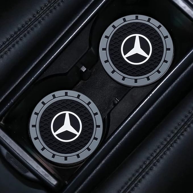 for Mercedes Benz Car Cup Holder Coaster, Auto Cup Holder Insert Coaster Compatible with Mercedes Benz C E S M Serie CLK GLK GL AB AMG GLS GLE AMG, 2PCS