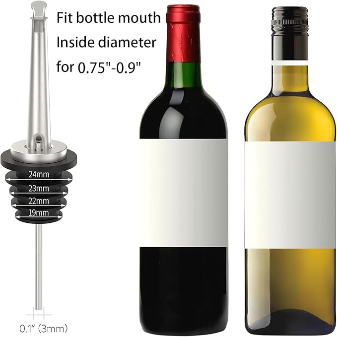 6 Pcs Oil Spout Liquor Bottle Pourer Spouts Stainless Steel Speed Pour Spouts for Olive Oil Dispenser Spout for About 3/4" Bottle Mouth, with Flip Top
