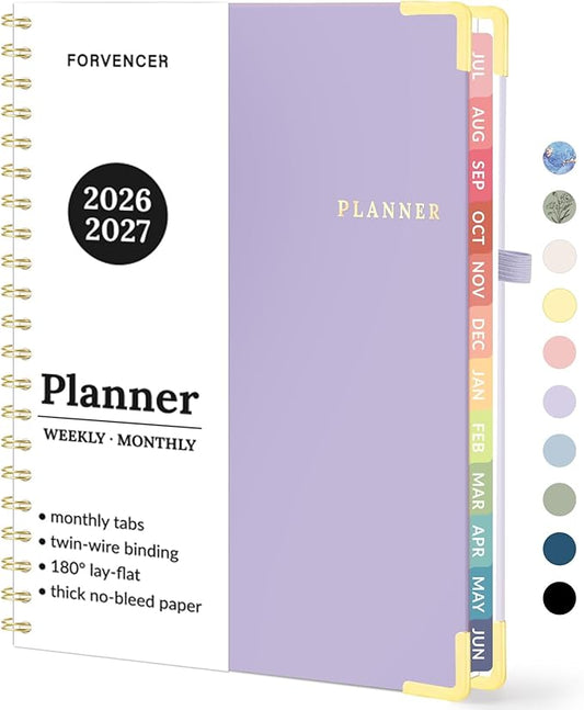 Forvencer Academic Planner 2026-2027, July 2026-June 2027 Weekly & Monthly Hardcover Calendar Planner, 8.5" X 11", Daily Agenda Book, School Office Notebook College Teacher Organizer A4, Purple
