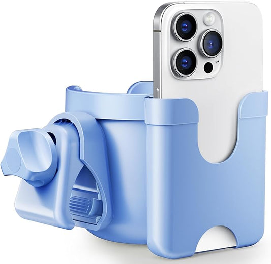 Stroller Cup Holder with Phone Holder, Guiseapue Cup Holder for Walker, Wheelchair/Bike/Rollator/Scooter Stroller Accessories for Uppababy, Nuna, Doona, Baby Travel Essential