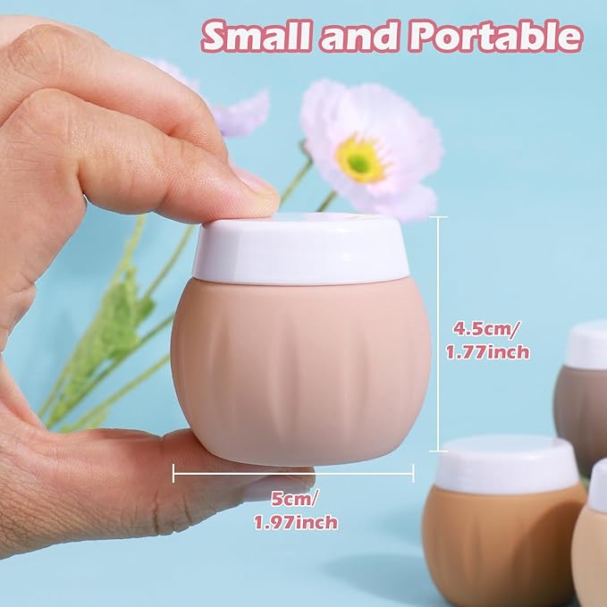 Travel Containers for Toiletries, GLAMFIELDS TSA Approved 1.7oz 50ml Travel Size Silicone Cream Jars BPA Free, Leak-proof Travel Essentials with Lid for Cosmetic Face Hand Body Cream Apricot (4 Pack)
