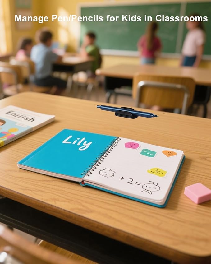 Adhesive Pencil Holders for Desk Set of 20 - Silicone Pen Holder with Upgraded Acrylic Adhesive Pads - Flexible Desk Pencil Holder for Class Office Essentials Accessories, Teacher Supplies