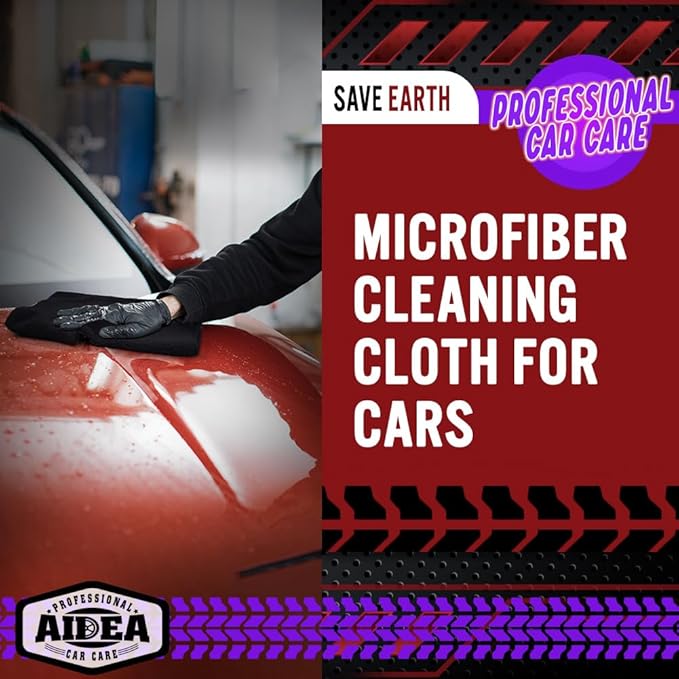 AIDEA Microfiber Cleaning Cloth Black 10PK, Microfiber Towels for Cars, Premium Washcloths, Dusting Cloths, Lint-Free Cleaning Rags for SUVs, House, Kitchen, Window, Cleaning Supplies 12×12"