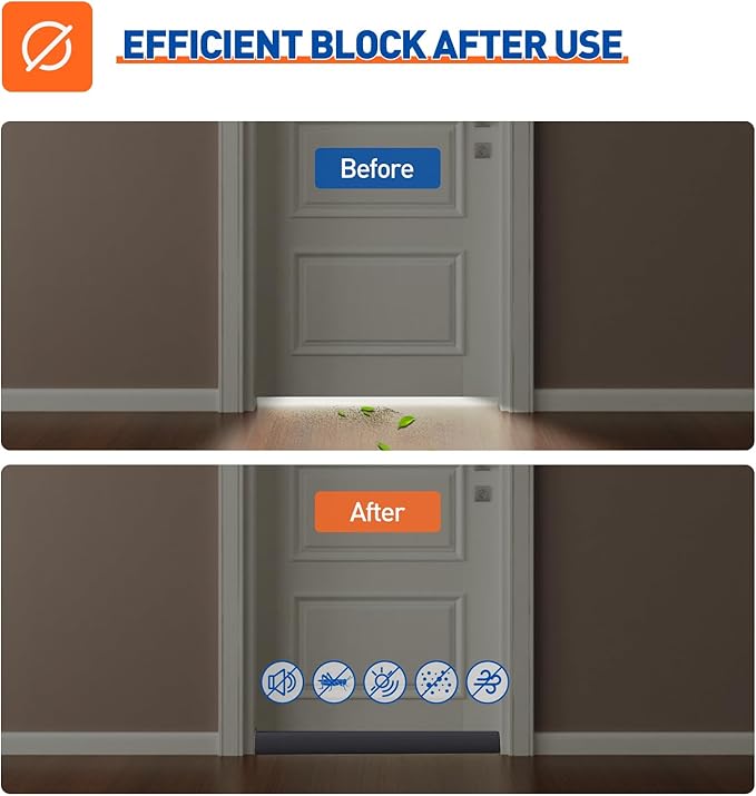 MAGZO Door Draft Stopper, 32 Inch Adjustable Under Door Gap Filler, Fits 26'' - 32'' Bottom Widths, Seals Gaps up to 1.7", Soundproof Sweep Blocks Air, Noise, Light, Dust- Grey