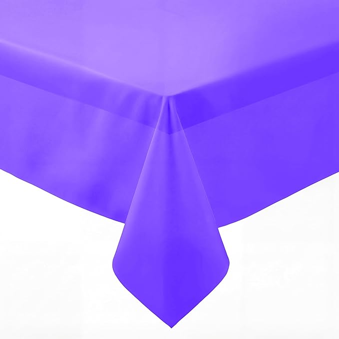 Auros Premium Plastic Tablecloths 10 Pack, 54 x 108 Inch Rectangle Disposable Table Covers for 8FT Tables, Thick & Durable, Waterproof & Spill-Proof, Easy Cleanup for Parties, Wedding, Grape Purple