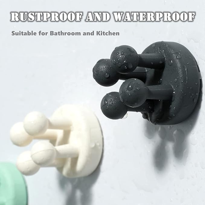 Silicone Toothbrush Holders - 4 Pcs Razor Hooks, Adhesive Wall Mounted for Hanging Towels, Keys, Plugs, Cables, Utility Decor. Stick-on Essentials for Dorm Rooms, Kitchens, Bathrooms, Home, Office.