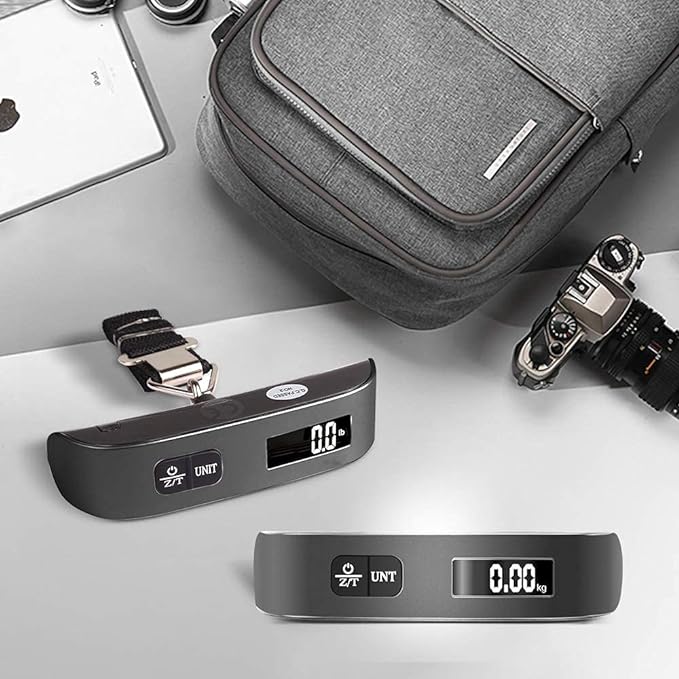 travel inspira Luggage Scale, Portable Digital Hanging Baggage Scale for Travel, Suitcase Weight Scale with Rubber Paint, 110 Pounds, Battery Included