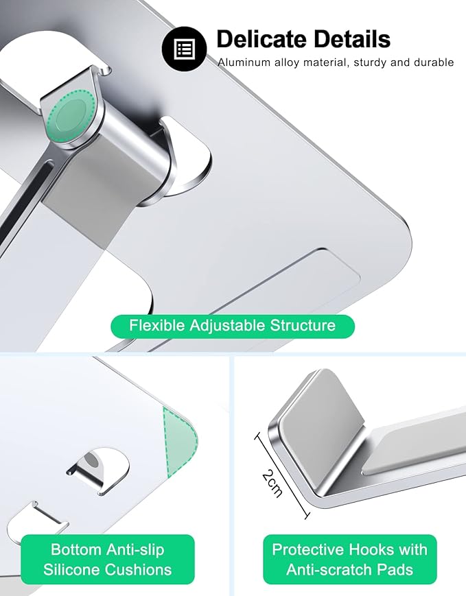 Foldable Laptop Stand, Height Adjustable Ergonomic Computer Stand for Desk, Aluminum Portable Laptop Lecterns Riser Notebook Mount Compatible with MacBook Pro Air, HP, Dell 10-16"