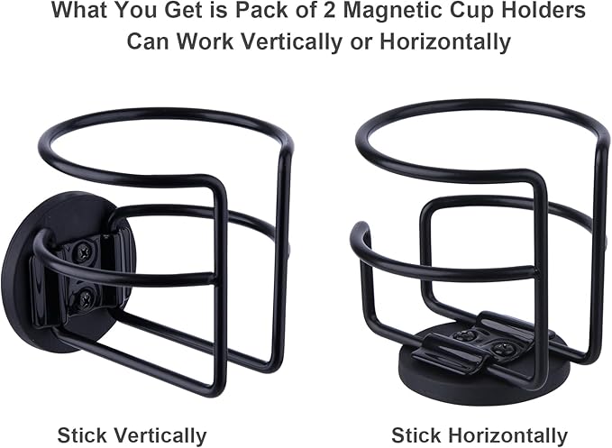 Strong Magnetic Cup Holder, Fully Covered Anti Drop Drink Holder, Horizontal or Vertical Mount on Metal Surface, Portable Magnet Bottle Holder for Bus Tractor Truck Mower Refrigerator 1 Pack