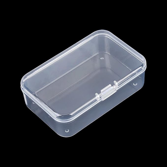 LJY 28 Pieces Rectangular Empty Mini Clear Plastic Organizer Storage Box Containers with Hinged Lids (3.3 x 2.2 x 1 inch, Transparent)