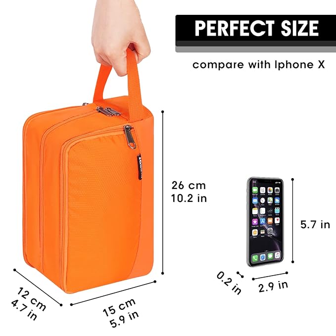 Toiletry Bag for Men, Hanging Dopp Kit, Water-Resistant Shaving Bag, Small Toiletry Bag for Traveling (Pure Orange)