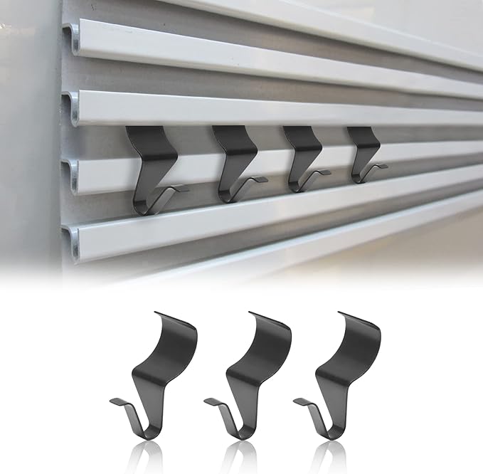 24 Pack No-Hole Needed Vinyl Siding Hooks, Black Vinyl Siding Hangers Metal Clips Stainless Steel Wall Hanging Hooks for House Outdoor Light Decorations