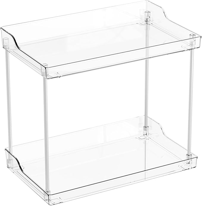 Yieach 2 Tier Bathroom Counter Organizer,Tiered Bathroom Organizer for Makeup,Perfume,Beauty Products,Skincare Organizers Shelf,Vanity Storage Tray for Bedroom,Spice Racks for Kitchen Corner,Rectangle