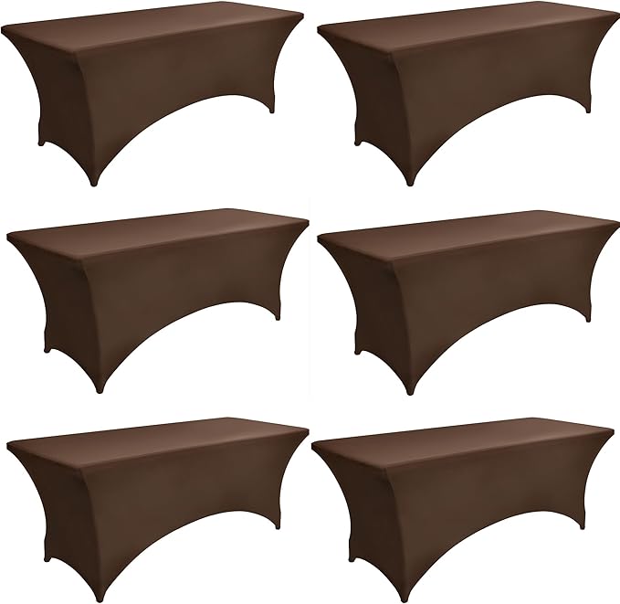 ZarzaaSik 6-Pack 6ft Spandex Table Covers for Rectangle Standard Folding Tables - Wrinkle Resistant Stretch Tablecloths - Ultimate Fitted Table Protector for Parties, Trade Shows, Wedding