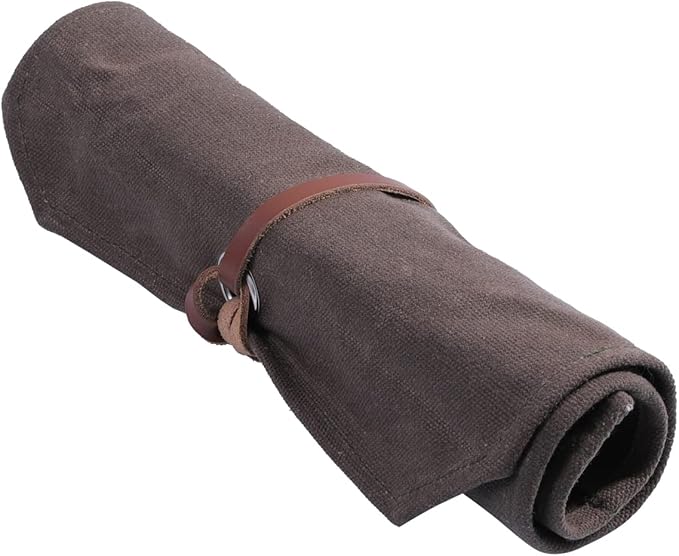 Tool Roll Up Bag with 10 Staggered Tool Pockets,Chisel Roll Portable Carry Small Tool Organize Pouch (Grey)