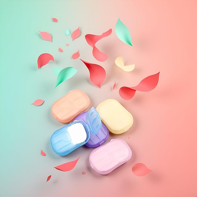 500 Sheets Colorful Disposable Soap Paper 5 Boxes Hand Cleaner Fragrance Mini Color Soap Paper for school Indoor, Outdoor, Travel, Camping Hiking，Paper Soap，Travel Soap,Foot and Hand Care