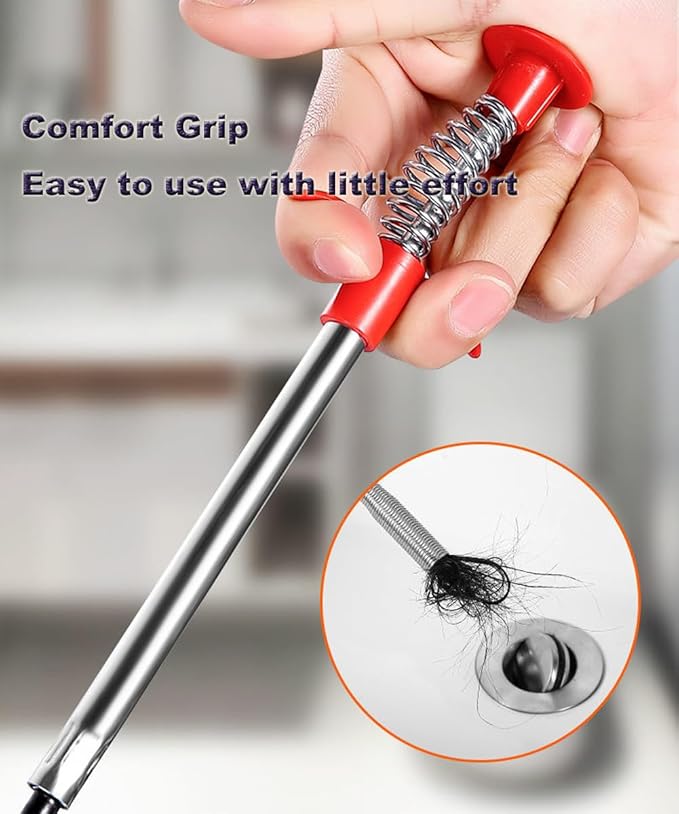Drain Snake, Bendable Hose Stainless Steel Sewer Clog Removal Tool for Kitchens, Bathrooms, Showers and Tubs Flexible Gripping Claw Picker Tool (34 Inch)