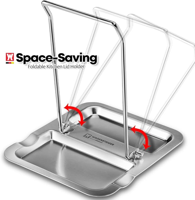 Foldable Stainless Steel Pot Lid Rest, Ladle Holder, Multifunctional Kitchen Organizer Stand, Easy Storage, Dishcloth Rack, Pan Lid Holder, Cooking Utensil Holder Organizer