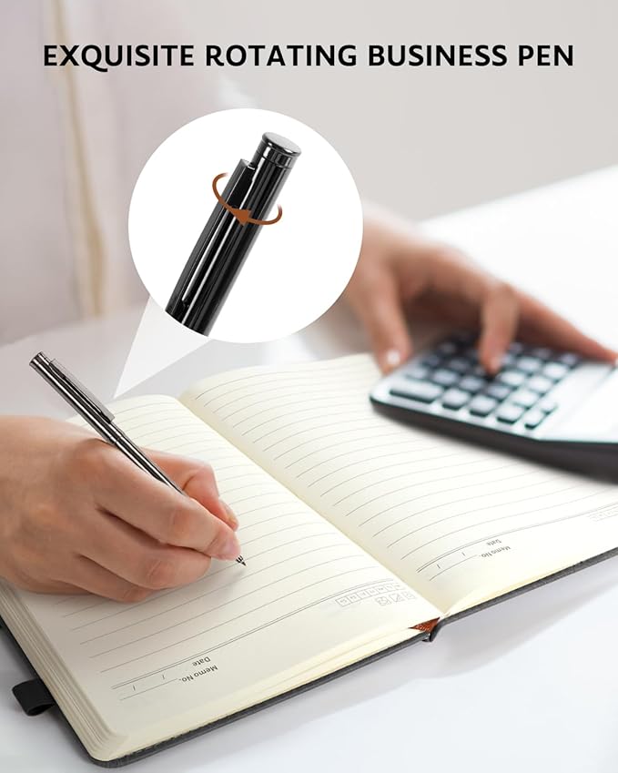 Leather Notebook Journal with Pen, A5 Lined Hardcover Notebook with Magnetic Closure, 240 Pages Daily Journal for Men Women, Ruled Journals Notebooks for Work, Writing, Note Taking - Black