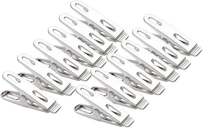 50 Pack Heavy Duty Clothes Pins Stainless Steel Clothespins Laundry Clips Metal Clothes Pegs Clothing Clips for Hanging Clothes Home Outdoor, Silver