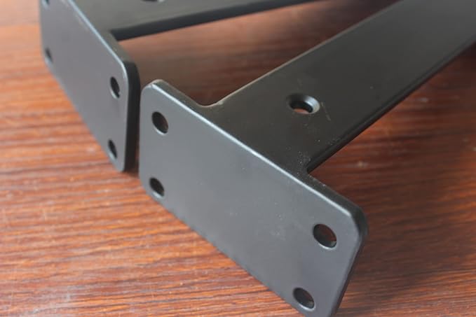 2 Pack - 8 inch Black Hidden L Shelf Bracket (1/5 Inch Thicked) Iron Floating Shelf Brackets Rustic Industrial Metal Brackets for Shelf Support