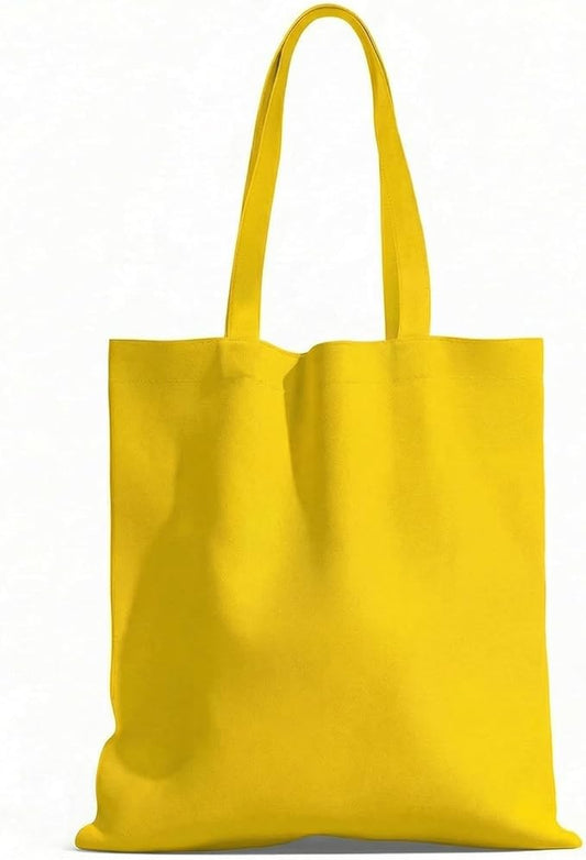 1 Pack Available Premium Canvas Reusable Tote Gift Bags,Made of Natural Canvas with Handle,Work,DIY,Shopping(Bright Yellow)