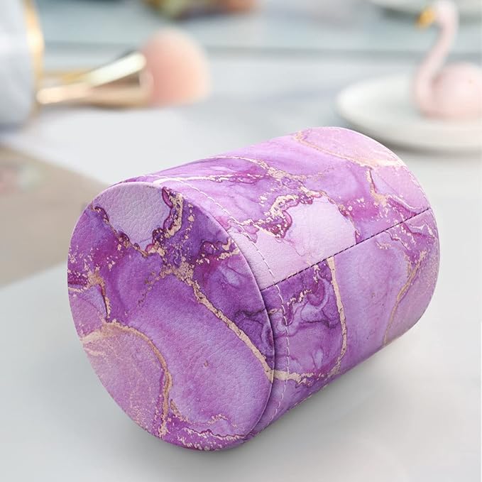 WAVEYU Pen Holder, Pencil Cup Desk Decor, Decorative Pencil Organizer, Makeup Brush Holder, Leather Multi-Functional Organizer for Office, Home, Classroom, Purple Marble