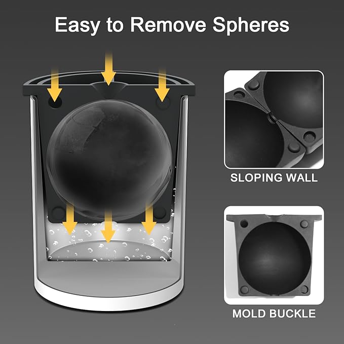 Clear Ice Cube Maker, 2.5 Inch Stainless Steel Crystal Large Clear Ice Ball Maker, Silicone Ice Cube Mold for Cocktails, Drinks & Bourbon, Whiskey Gifts for Men (8 Pack)