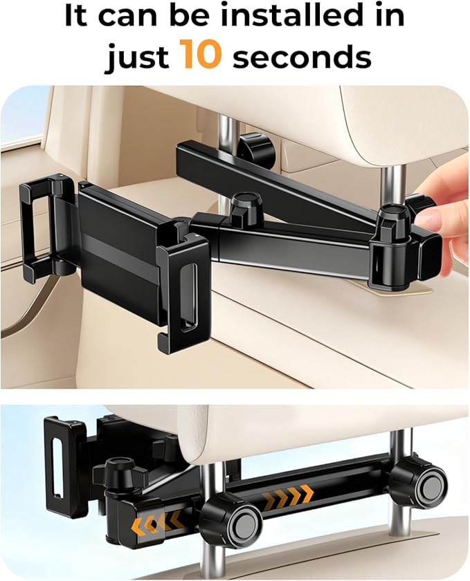 Tablet Holder for Car, Angle-Adjustable Car Headrest Mount Holder for Kids, Road Trip Essentials Compatible with 5.5-11" Devices (2 Pack)