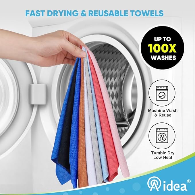 AIDEA Microfiber Cleaning Cloth Roll 55 Sheets, Black Microfiber Towels for Cars, Shop Rags Washable, Cleaning Rags Reusable Paper Towels for Automotive, Workshops, House, Cleaning Supplies 11×9"