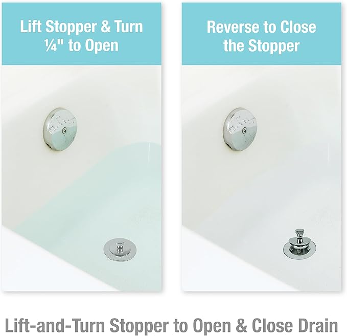 DANCO Lift and Turn Tub and Bath Drain Stopper, Chrome (88599)