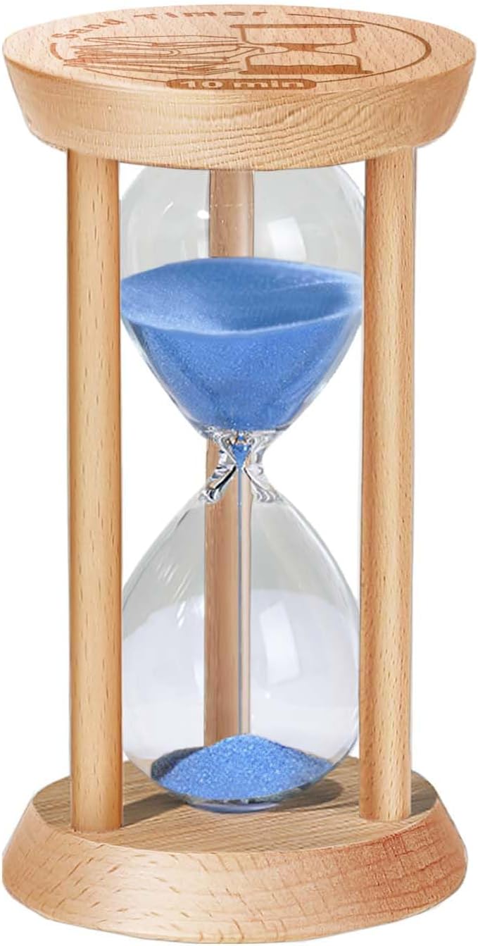 2 Minute Sand Timer, 2 Min Wooden Hourglass, Wood Mini Sand Clock, Two Minute Sandglass, Reloj De Arena, Small Hour Glass for Toothbrush Timer, Kitchen, Desk Decor, Work, Game, Gift, Blue