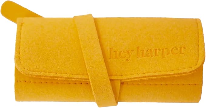 Hey Harper Travel Jewelry Organizer Roll – Compact Storage Pouch for Rings, Earrings, Necklaces & Bracelets – Foldable Case for Women (Roll Only) (Mustard)