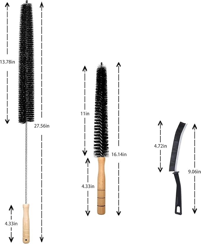 3PCS Crevice Gap Cleaning Tool Kit Brush Dryer Lint Brush Vent Cleaner 27 inch Refrigerator Condenser Coil Cleaning Brushes & Hard Bristle Crevice Cleaning Brush for Household Use