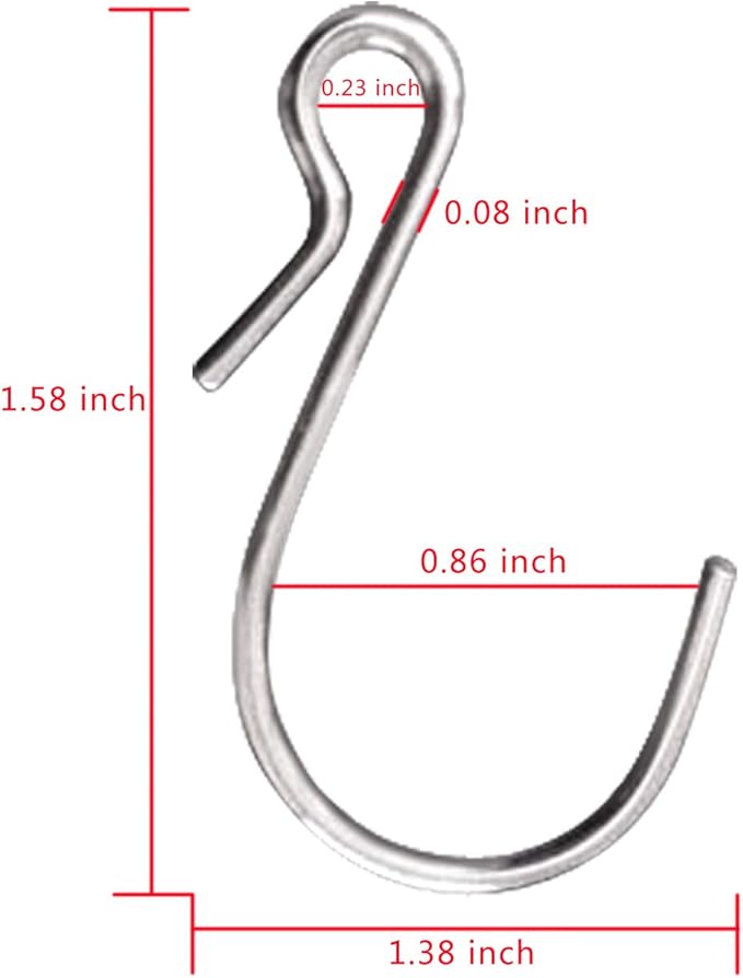 HNYYZL 20 Pack S Shaped Hooks Stainless Steel Metal Hangers Hanging Hooks for DIY Crafts, Hanging Jewelry, Key Chain, Tags, Fishing Lure, Net Equipment