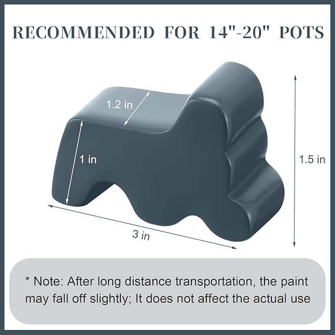 Kigeli 6 Pcs Resin Garden Pot Feet for Outdoor Planters 3 Inch Long 1.5 Inch Tall Flower Handmade Elevator Plant Feet Frost Proof Lifter for 14-20 in Pot(Blue Gray,Classic)