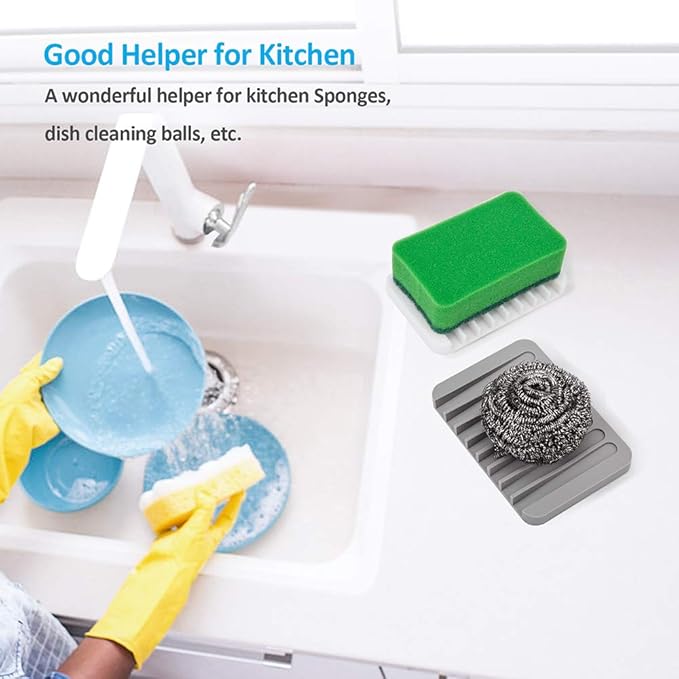 2PCS Mcyye Self Draining Soap Dishes, Premium Silicone Soap Holder & Saver for Shower, Bathroom, Kitchen, Bath Tub, Razor, Sponges, Drains Water Very Well, Can Extend Soap Life, Easy Clean