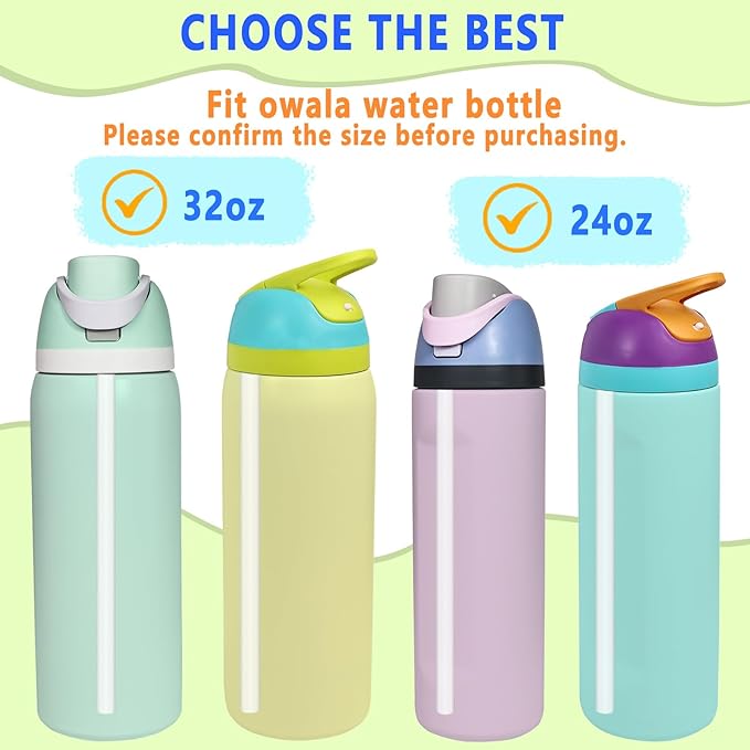 NTIERA 6pcs Replacement Straws for Owala FreeSip 24oz 32oz Bottle, Reusable Plastic Straws with Cleaning Cleaner Brush for Insulated Stainless Steel Water Bottle Tumbler Accessories(Clear)