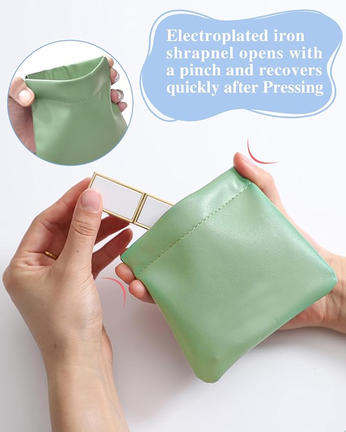 4 Pcs Small Pocket Cosmetic Bag for Purse, Mini Waterproof Lambskin Portable Makeup Bag, Pretty Cute Coin Pouches Lipstick Storage Organizer for Cosmetics Headphones Jewelry