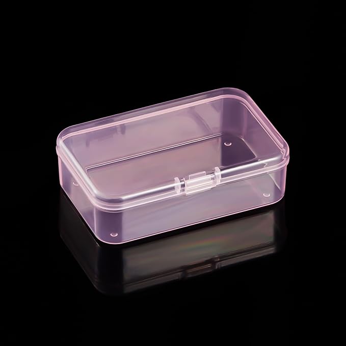 Goodma 12 Pieces Mini Rectangular Plastic Boxes Empty Storage Organizer Containers with Hinged Lids for Small Items and Other Craft Projects (Pink, 3.3 x 2.2 x 1 inch)