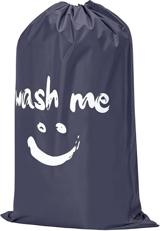 HOMEST XL Wash Me Travel Laundry Bag, Dirty Clothes Organizer, Large Enough to Hold 4 Loads of Garments, Easily Fits a Hamper or Clothing Basket, Grey